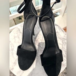 Kendall and Kylie black suede ankle strap heels!! Unique heel